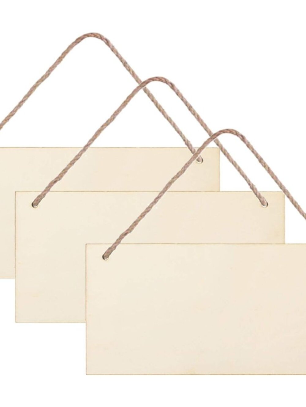 3pcs Unfinished Wood Sign Blank Rectangle Hanging Wooden Plaque DIY Craft Projec